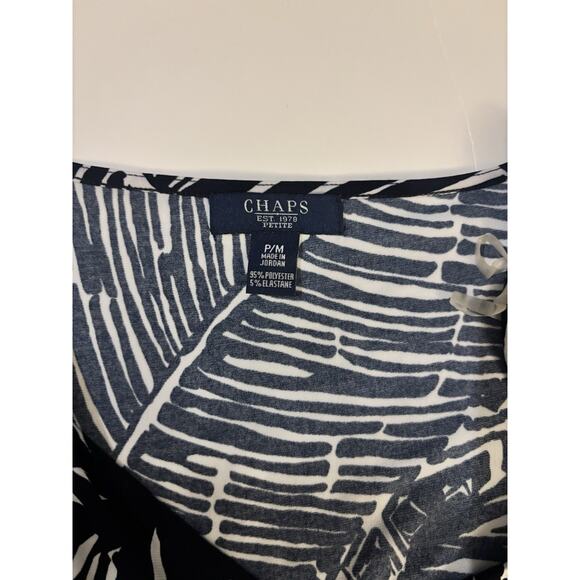 Chaps Petite Blouse Black and White Size Medium - Picture 2 of 3